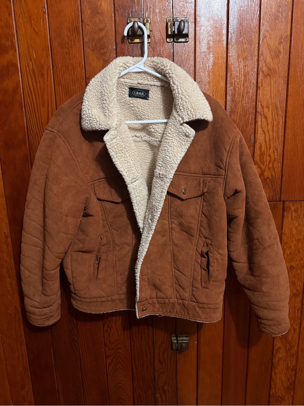 CIDER Brown Faux Suede Sherpa Trucker Jacket Size M